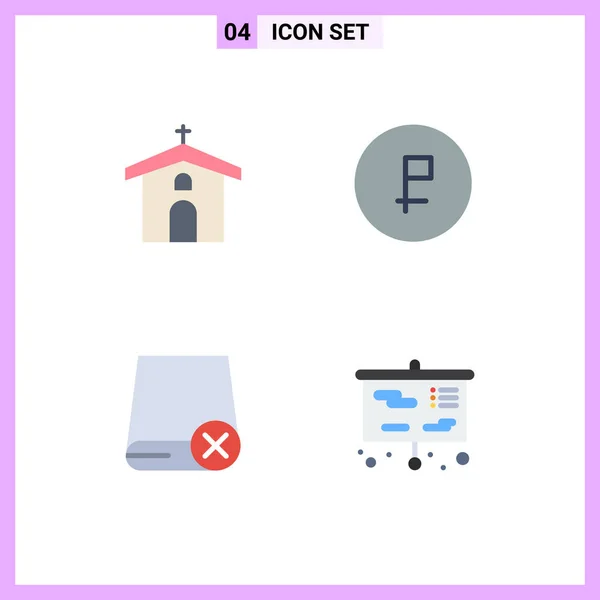 Modern Set Flat Icons Pictograph Church Ruble Cross Coin Devices — Stock Vector