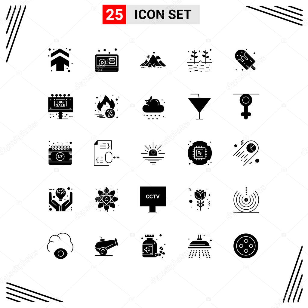Set of 25 Modern UI Icons Symbols Signs for dessert, grains, flag, garden, agriculture Editable Vector Design Elements