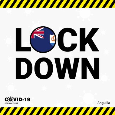 Coronavirus Anguilla Lock ülke bayrağıyla Typography 'yi indirdi. Coronavirus Salgını Kilitleme Tasarımı