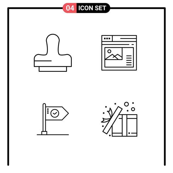 用于克隆 Internet Website 标志可编辑向量设计元素的四行符号和符号的库存向量包 — 图库矢量图片
