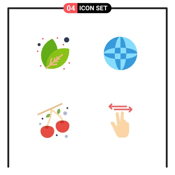 Universal Flat Icons Set Web Mobile Applications Leaf Χειρονομίες Globe — Διανυσματικό Αρχείο