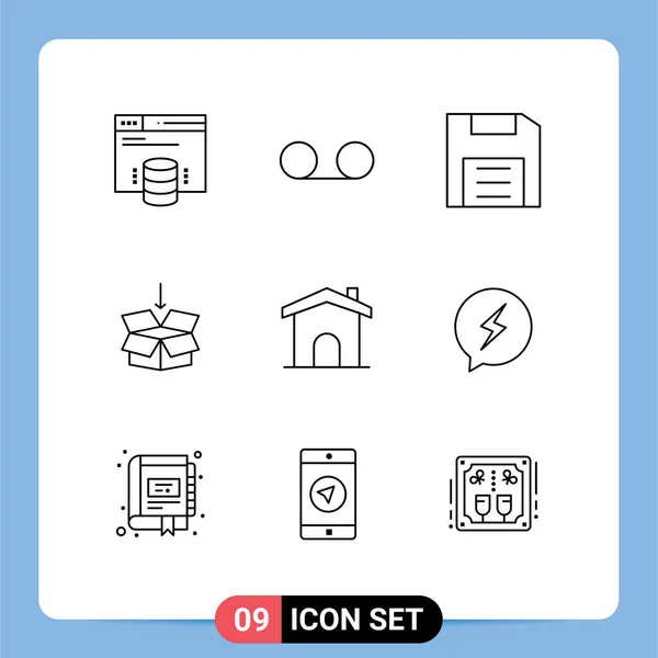 Stock Vector Icon Pack Segni Linea Simboli Costruzione Istruzione Dispositivi — Vettoriale Stock