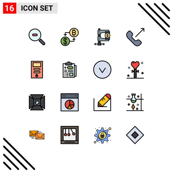 現代的な16フラットカラー充填ラインのセットCpu モバイルの写真は 編集可能なクリエイティブベクトルデザイン要素を呼び出します — ストックベクタ