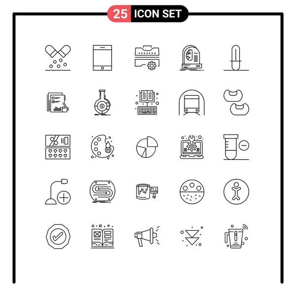 Pictogram Set Simple Lines Star War Machine Set Intelligence Brain — 스톡 벡터