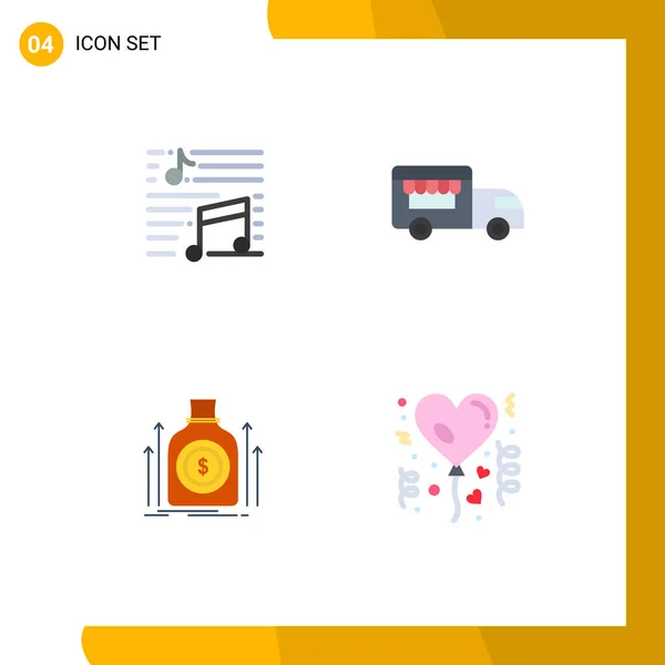 Editable Vector Line Pack Simple Flat Icons Music Money Song — Stock Vector