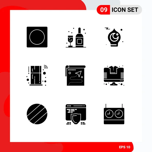 Conjunto Icones Modernos Símbolos Sinais Para Rota Inteligente Mês Remoto — Vetor de Stock