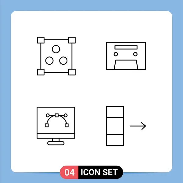 Set Modern Icons Symbols Signs Abstract Graphic Design Analog Bezier — Stock Vector