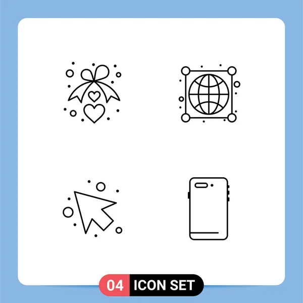 전형적 Vector Filledline Flat Colors Editable Symbols Heart Romance Worldwide — 스톡 벡터