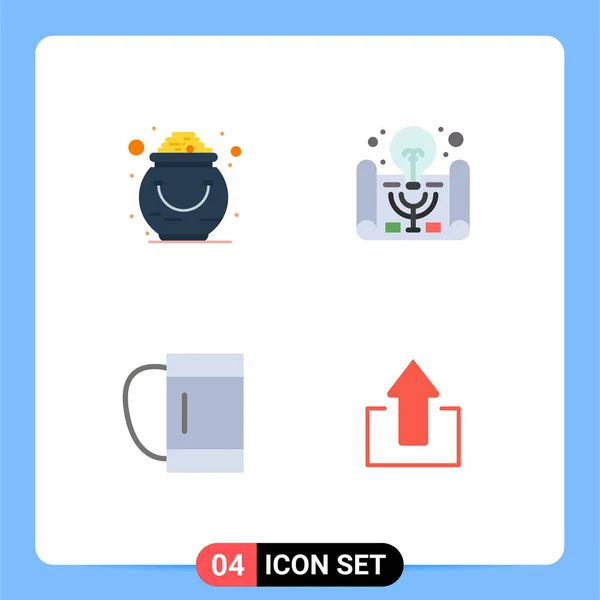 Set Commercial Flat Icons Pack Fortune Bag Patrick Business Idea — Vetor de Stock