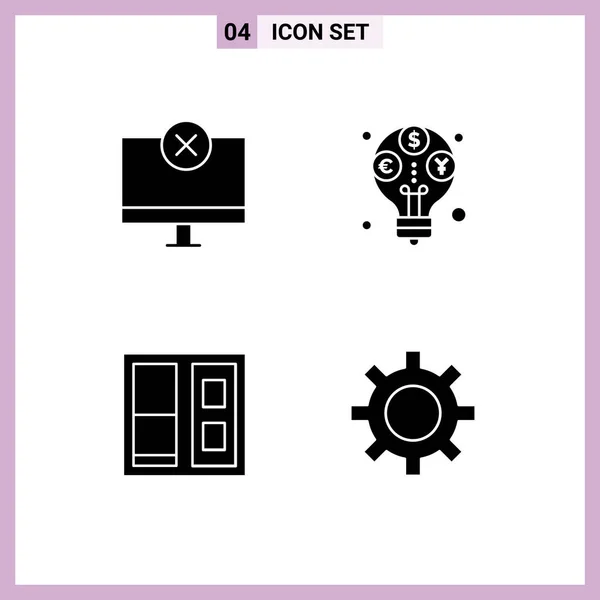 Thematische Vektor Solid Glyphen Und Editierbare Symbole Für Computer Gebäude — Stockvektor