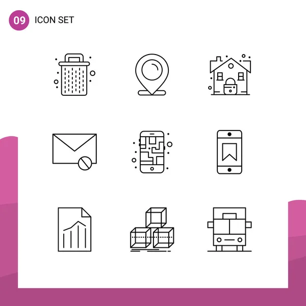 Stock Vector Icon Pack Sinais Linha Símbolos Para Mapa Sms — Vetor de Stock