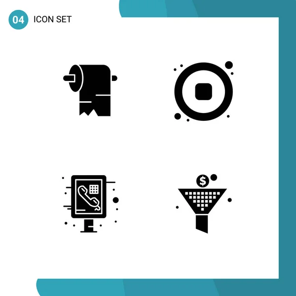 User Interface Pack Basic Solid Glyphs Cleaning Phone Audio Video — Stock Vector