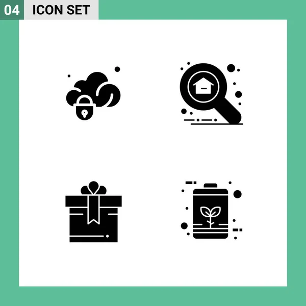 Universal Icon Symbols Group Modern Solid Glyphen Data Box Secure — Stockvektor