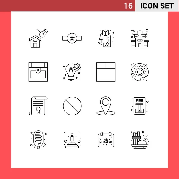 Pictogram Set Van Eenvoudige Contouren Van Piraat Eigendom Ster Verzekering — Stockvector