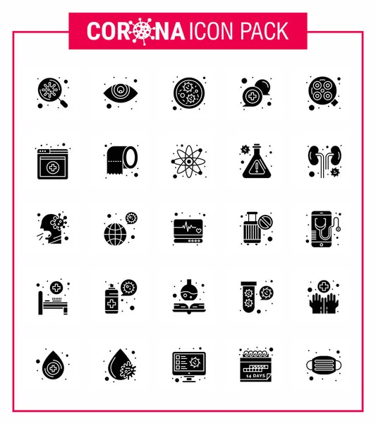 Covid Icon Set Infographic Solid Glyph Pack Surgery Light Germs — Stock Vector