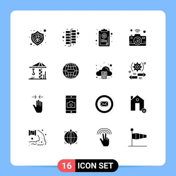 Universal Icon Symbols Group Modern Solid Glyphen Architecture Wifi List — Stockvektor