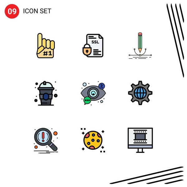 Universal Icon Symbols Group Modern Filledline Flat Colores Regreso Escuela — Archivo Imágenes Vectoriales