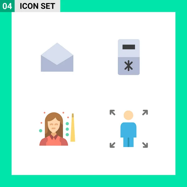 Mobile Interface Flat Icon Set Pictograms Email Pool Open Fridge — Stockový vektor
