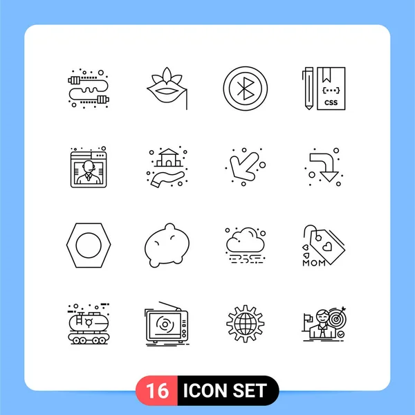 現代的な16種類のアウトラインCss コード デバイスの写真編集可能なベクトルデザイン要素 — ストックベクタ
