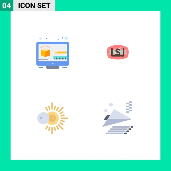 Interface Utilisateur Flat Icon Pack Signes Symboles Modernes Créativité Ensoleillé — Image vectorielle