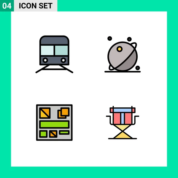 Set Modern Icons Symbols Signs Metro System Transportation Orbit Mockup — Stock Vector