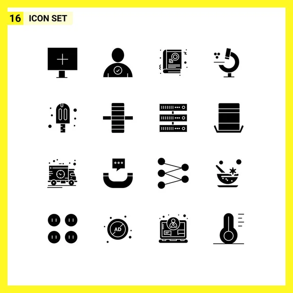 Mobile Interface Solid Glyph Set Pictograms Party Cream Library Carnival — 스톡 벡터