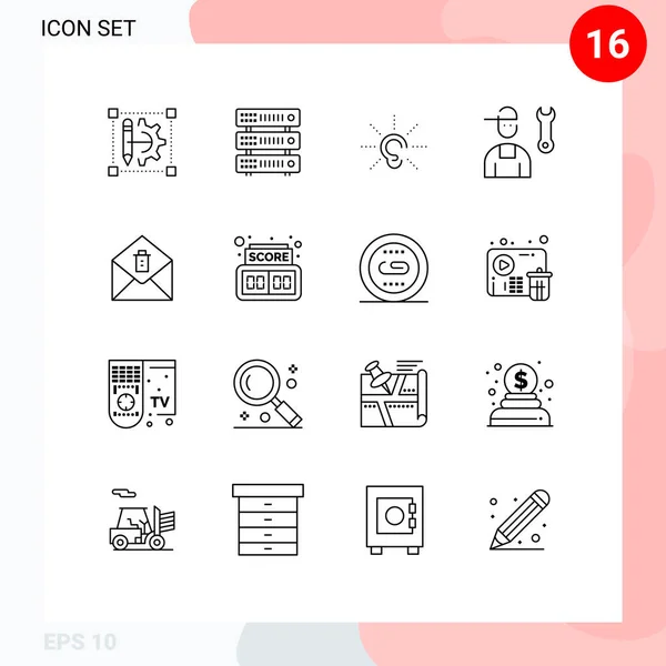 Universal Icon Symbols Group Modern Outlines Repair Man Hosting Avatar — Archivo Imágenes Vectoriales