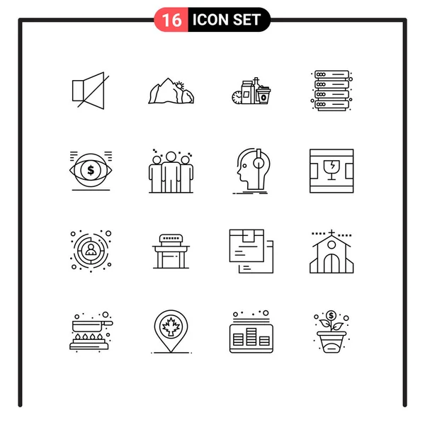 Set Esquemas Comerciales Pack Para Ojo Rack Escena Hosting Items — Vector de stock