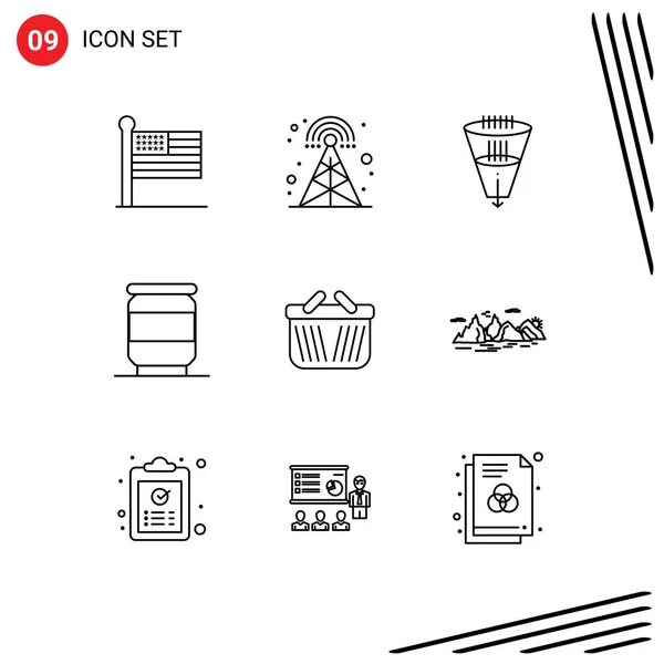 Universal Icon Symbols Group Modern Outlines Cart Soda Data Can — Vettoriale Stock