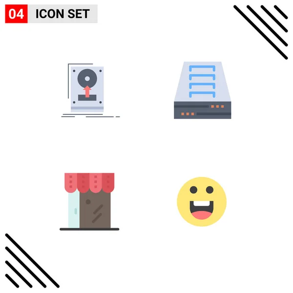 Set Iconos Planos Vectoriales Rejilla Para Instalar Negocio Guardar Cajón — Vector de stock