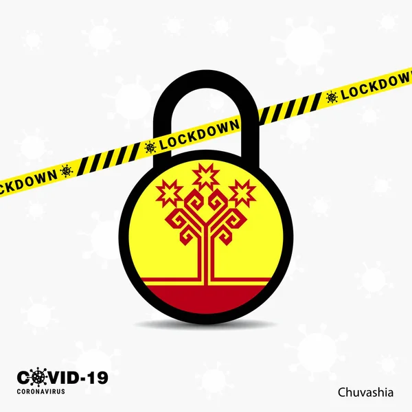 Chuvashia Lock Lock Coronavirus Pandemia Consciência Template Projeto Covid Lock — Vetor de Stock