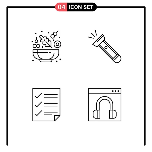 Stock Vector Icon Pack Line Signs Symbols Cucumber Data Torch — Stock Vector