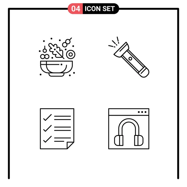 Stock Vector Icon Pack Mit Zeilenzeichen Und Symbolen Für Gurken — Stockvektor