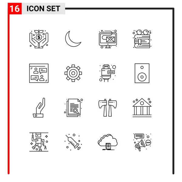 Icône Vectorielle Stock Paquet Signes Symboles Ligne Pour Chat Lecture — Image vectorielle