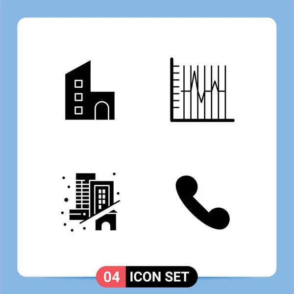 Solid Glyph Pack Universal Symbols Apartment Recovery Modern Report Estate — 스톡 벡터