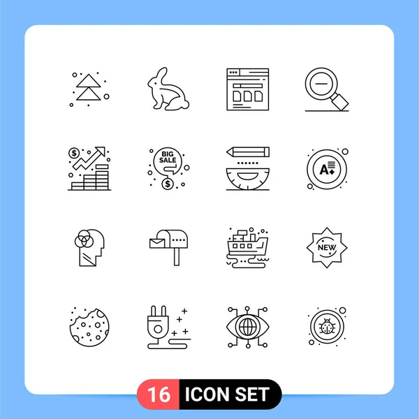 Thematic Vector Outlines Editable Symbols Zoom Magnifying Glass Page Magneness — 스톡 벡터