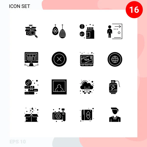 Universal Icon Symbols Group Modern Solid Glyphen Browser Job Drug — Stockvektor