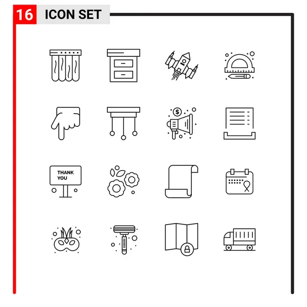 Esquema Interfaz Usuario Paquete Signos Símbolos Modernos Araña Dedo Índice — Archivo Imágenes Vectoriales