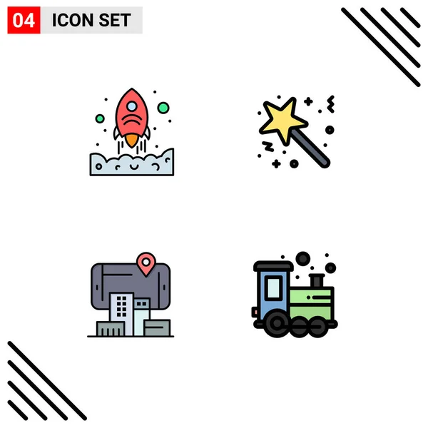 Iconos Creativos Signos Símbolos Modernos Lanzamiento Realidad Hasta Estrella Tecnología — Vector de stock