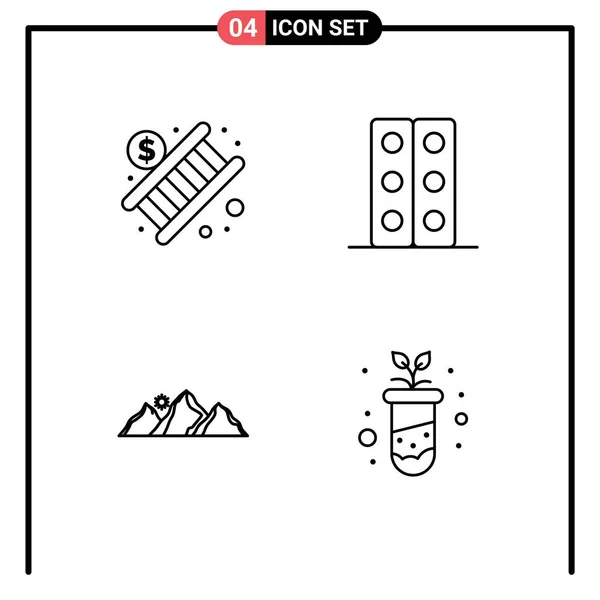 Vector Icon Pack Line Signs Symbols Banking Landscape Stair Science — 스톡 벡터