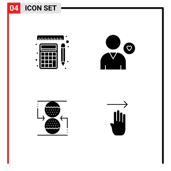 Modern Set Solid Glyphs Pictograph Measurement Concentration Calculation Human Effective — Stock Vector