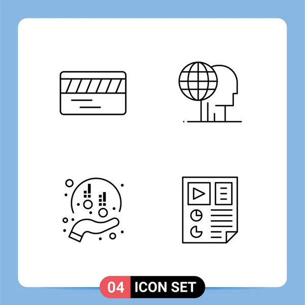 チケット グローバルマーケティング マーケティング 手編集可能なベクトルデザイン要素の4つの創造的なアイコン現代的な記号とシンボル — ストックベクタ