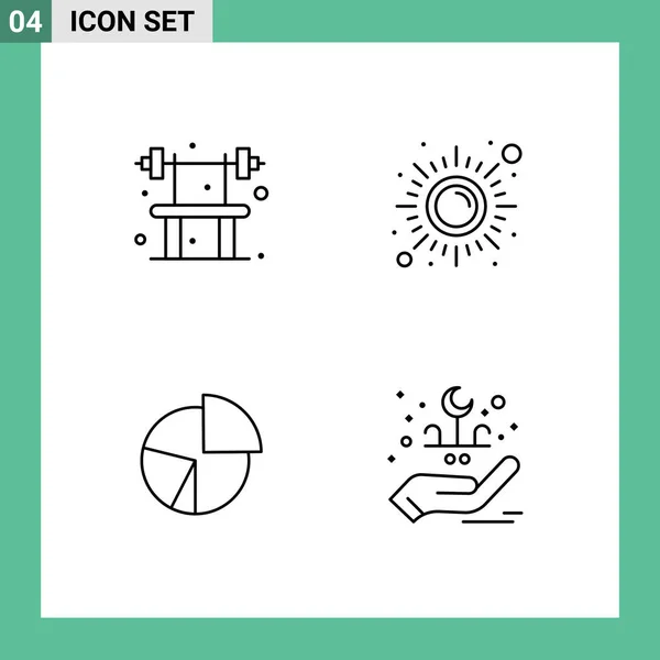User Interface Line Pack Modern Signs Symbols Bench Chart Gym — Vetor de Stock