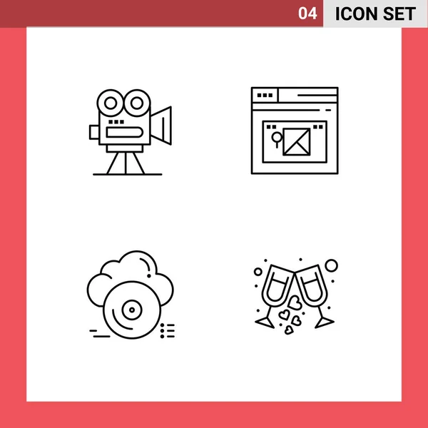 Creative Icons Modern Jelek Szimbólumok Kamera Film Oldal Archívum Szerkeszthető — Stock Vector