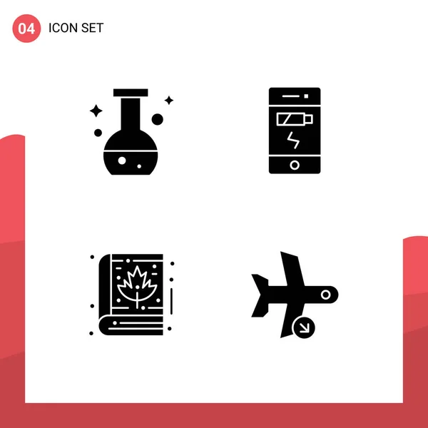 Universal Solid Glyphs Set Web Mobile Applications Tube Leaf Test — 스톡 벡터