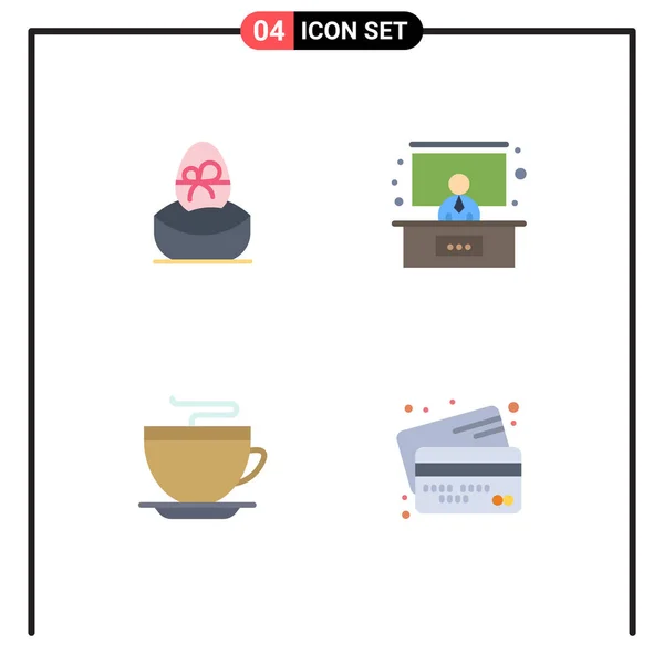 Conjunto Icones Modernos Símbolos Sinais Para Presente Café Ovo Apresentação —  Vetores de Stock