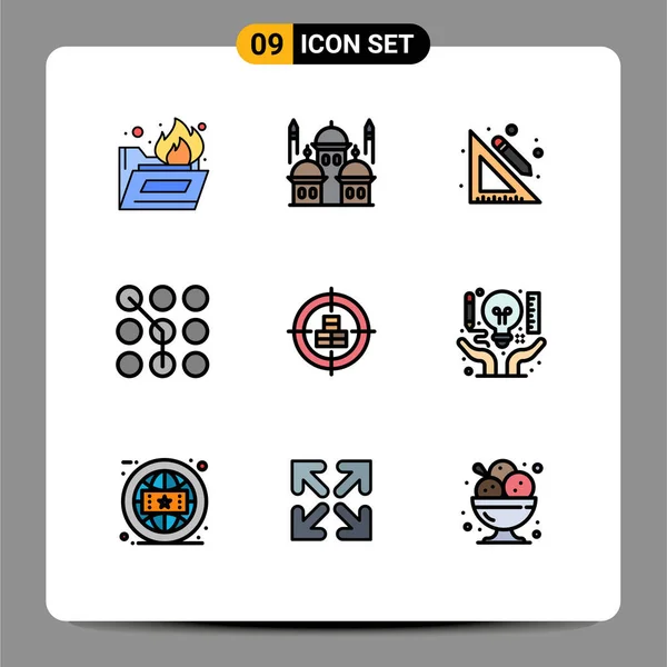 Conjunto Icones Modernos Símbolos Sinais Para Compra Senha Educação Chave — Vetor de Stock