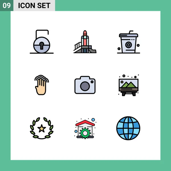 Σύνολο Σύγχρονες Εικόνες Σύμβολα Σημάδια Για Διασύνδεση Τέσσερα Πολιτικά Δάχτυλα — Διανυσματικό Αρχείο