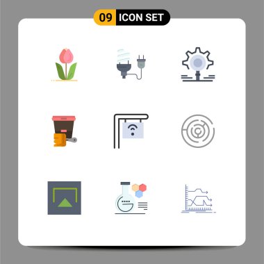 Mobil Arayüz Düz Renk Seti 9 Piktogram renk, boya, enerji, ayar, araştırılabilir Vektör Tasarım Elemanları