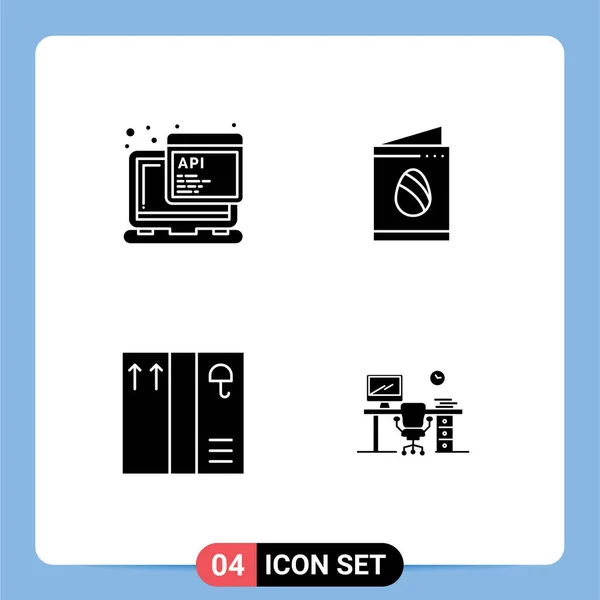 Thematic Vector Solid Glyphs Editable Symbols Api Package Programming Easter — Stockový vektor